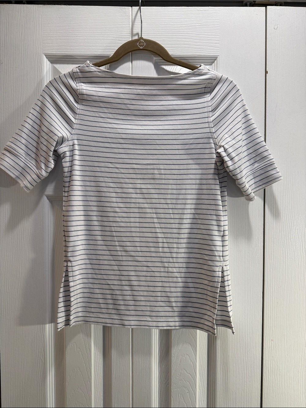 Madewell White Top with Navy Stripes - Short Sleeve